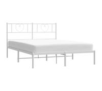 vidaXL Estructura de Cama con Cabecero, Somier de Listones, Base Armazón de Cama, Mueble para Hogar Dormitorio, Metal Blanca 140x200 cm