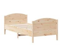 vidaXL Estructura de Cama con Cabecero, Somier de Listones de Invitados, Armazón de Cama, Mueble para Dormitorio, Madera Maciza de Pino 90x190 cm