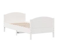 vidaXL Estructura de Cama con Cabecero, Somier de Listones de Invitados, Armazón de Cama, Mueble para Dormitorio, Madera de Pino Blanco 90x190 cm