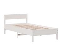 vidaXL Estructura de Cama con Cabecero, Somier de Listones de Invitados, Armazón de Cama, Mueble para Dormitorio, Madera de Pino Blanco 90x190 cm