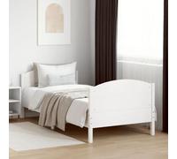 vidaXL Estructura de Cama con Cabecero, Somier de Listones de Invitados, Armazón de Cama, Mueble para Dormitorio, Madera de Pino Blanco 90x190 cm