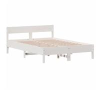 vidaXL Estructura de Cama con Cabecero, Somier de Listones de Invitados, Armazón de Cama, Mueble para Dormitorio, Madera de Pino Blanco 140x190 cm