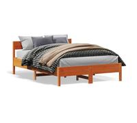 vidaXL Estructura de Cama con Cabecero, Somier de Listones de Invitados, Armazón de Cama, Mueble para Dormitorio, Madera Pino Marrón Cera 160x200 cm