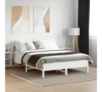 vidaXL Estructura de Cama con Cabecero, Somier de Listones de Invitados, Armazón de Cama, Mueble para Dormitorio, Madera de Pino Blanco 160x200 cm