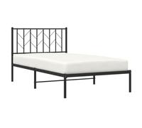 vidaXL Estructura de Cama con Cabecero, Somier de Listones de Invitados, Armazón Marco Base de Cama, Mueble para Dormitorio, Metal Negro 100x190 cm