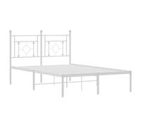 vidaXL Estructura de Cama con Cabecero, Somier de Listones de Invitados, Armazón Marco de Cama, Mueble para Dormitorio, Metal Blanca 120x190 cm