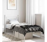 vidaXL Estructura de Cama con Cabecero, Somier de Listones de Invitados, Armazón Marco de Cama, Mueble para Dormitorio, Metal Blanco 80x200 cm