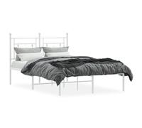 vidaXL Estructura de Cama con Cabecero, Somier de Listones de Invitados, Armazón Marco de Cama, Mueble para Dormitorio, Metal Blanca 120x200 cm