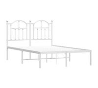 vidaXL Estructura de Cama con Cabecero, Somier de Listones de Invitados, Armazón Marco de Cama, Mueble para Dormitorio, Metal Blanca 120x200 cm
