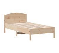 vidaXL Estructura de Cama con Cabecero, Somier de Listones de Invitados, Marco de Cama, Mueble para Dormitorio, Madera Maciza de Pino 75x190 cm
