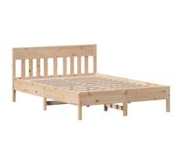 vidaXL Estructura de Cama con Cabecero, Somier de Listones de Invitados, Marco de Cama, Mueble para Dormitorio, Madera Maciza de Pino 135x190 cm