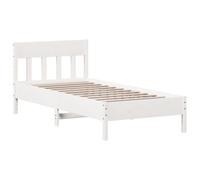 vidaXL Estructura de Cama con Cabecero, Somier de Listones de Invitados, Marco de Cama, Mueble para Dormitorio, Madera de Pino Blanco 90x190 cm