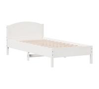 vidaXL Estructura de Cama con Cabecero, Somier de Listones de Invitados, Marco de Cama, Mueble para Dormitorio, Madera de Pino Blanca 90x200 cm