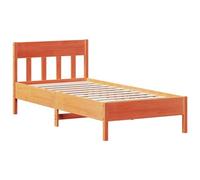 vidaXL Estructura de Cama con Cabecero, Somier de Listones de Invitados, Marco de Cama, Mueble para Dormitorio, Madera de Pino Marrón Cera 100x200 cm