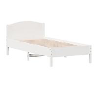vidaXL Estructura de Cama con Cabecero, Somier de Listones de Invitados, Marco de Cama, Mueble para Dormitorio, Madera de Pino Blanco 75x190 cm