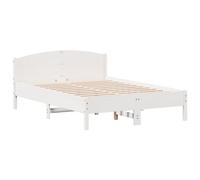 vidaXL Estructura de Cama con Cabecero, Somier de Listones de Invitados, Marco de Cama, Mueble para Dormitorio, Madera de Pino Blanco 135x190 cm