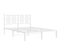 vidaXL Estructura de Cama con Cabecero, Somier de Matrimonio de Invitados, Armazón de Cama, Mueble para Dormitorio, Metal Blanca 135x190 cm