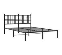 vidaXL Estructura de Cama con Cabecero, Somier de Matrimonio de Invitados, Armazón de Cama, Mueble para Dormitorio, Metal Negro 135x190 cm