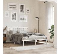 vidaXL Estructura de Cama con Cabecero, Somier de Matrimonio de Invitados, Armazón de Cama, Mueble para Dormitorio, Metal Blanca 120x190 cm