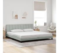 vidaXL Estructura de Cama con Cabecero, Somier para Colchón, Armazón Base de Cama, Mueble Tapizado para Dormitorio, Terciopelo Gris Claro 200x200 cm