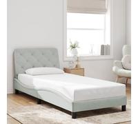 vidaXL Estructura de Cama con Cabecero, Somier para Colchón, Armazón Base de Cama, Mueble Tapizado para Dormitorio, Terciopelo Gris Claro 90x190 cm