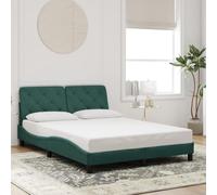 vidaXL Estructura de Cama con Cabecero, Somier para Colchón, Armazón Base de Cama, Mueble Tapizado para Dormitorio, Terciopelo Verde Oscuro 120x200 cm
