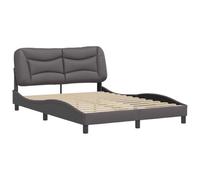 vidaXL Estructura de Cama con Cabecero, Somier para Colchón, Base de Cama, Mueble Tapizado para Dormitorio, Cuero Sintético Gris 120x200 cm
