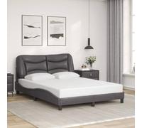 vidaXL Estructura de Cama con Cabecero, Somier para Colchón, Base de Cama, Mueble Tapizado para Dormitorio, Cuero Sintético Gris 120x200 cm