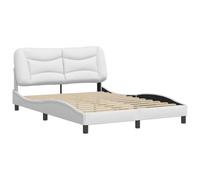 vidaXL Estructura de Cama con Cabecero, Somier para Colchón, Base de Cama, Mueble Tapizado para Dormitorio, Cuero Sintético Blanco 120x200 cm