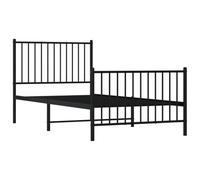 vidaXL Estructura de Cama con cabecero y Estribo Metal Negro 90x190 cm, Cama Individual, Marco de Cama, Muebles de Dormitorio, armazón de Cama, Cama