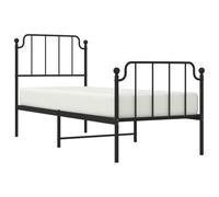 vidaXL Estructura de Cama con Cabecero y Estribo, Somier de Invitados, Armazón Marco de Cama, Mueble para Dormitorio, Metal Negro 80x200 cm