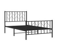 vidaXL Estructura de Cama con Cabecero y Estribo, Somier de Invitados, Armazón Marco de Cama, Mueble para Dormitorio, Metal Negro 100x200 cm