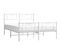 vidaXL Estructura de Cama con Cabecero y Estribo, Somier de Listones, Base de Cama, Mueble para Hogar Dormitorio, Metal Blanco 135x190 cm