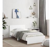 vidaXL Estructura de Cama con Cabecero y Luces LED, Somier de Invitados, Armazón Marco de Cama, Mueble para Dormitorio, Blanco 100x200 cm