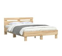 vidaXL Estructura de cama con cabecero y luces LED, somier de invitados — Roble Sonoma 120x200 cm