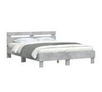 Estructura De Cama Cabecero Y Luces Led Gris Hormigón 150x200cm Vidaxl