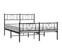 vidaXL Estructura de Cama con Cabecero y Pie de Cama, Somier de Listones, Base de Cama, Mueble para Hogar Dormitorio, Metal Negro 160x200 cm