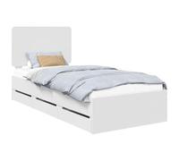 vidaXL Estructura de Cama con cajón 100 x 200 cm Madera Ingenieril, Elegante Marco de Cama Rectangular, Mueble Moderno, Almacenamiento Funcional, Madera con cajones Ocultos