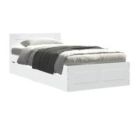 vidaXL Estructura de Cama con cajón 2 uds. Blanco Madera de ingeniería, Cama Minimalista, Diseño Funcional de Dormitorio, Almacenamiento, Muebles Contemporáneos, Estilo Moderno