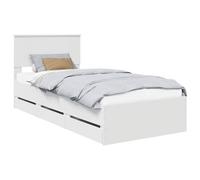 vidaXL Estructura de Cama con cajón 90 x 190 cm Madera Ingenieril, Cama Moderna, diseño Minimalista, Mueble Rectangular, Pieza Funcional, Almacenamiento Oculto, solución para Dormir