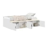 vidaXL Marco de Cama con Almacenamiento Blanco 90X200 cm | Madera sólida Diseño Moderno Cajones Debajo Adecuado para colchón de 90 X 200 Muebles de Dormitorio de Adultos Elegante