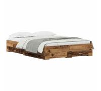 vidaXL Marco de cama con cajones Madera Antigua 135x190 cm Madera de ingeniería