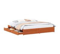 vidaXL Estructura de Cama con cajón Marrón Cera 200 x 200 cm, Cama de Almacenamiento Moderna, Marco Rectangular de Pino, diseño Duradero, cajones prácticos y Minimalistas