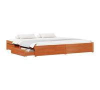 vidaXL Estructura de Cama con cajón Marrón Cera 200 x 200 cm, Dormitorio Elegante, diseño Rectangular, estética Moderna, Materiales duraderos, Calidad Artesanal, Ideal para una Vida contemporánea