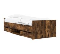 vidaXL Estructura de Cama con cajón Roble Ahumado Madera contrachapada, Cama a la Moda para el Dormitorio, solución Moderna de Almacenamiento, diseño de Madera Resistente