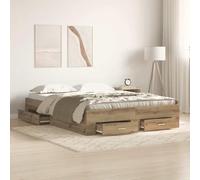vidaXL Estructura de cama Roble Artesanal diseño rectangular con cajón 135 x 190 cm – Cama moderna