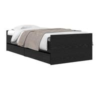 vidaXL Estructura de Cama con cajón Roble Negro 100 x 200 cm, Muebles de Dormitorio Elegantes, Marco de Cama Rectangular, Madera Maciza de Pino, diseño rústico con Almacenamiento, ensamblaje fácil, e