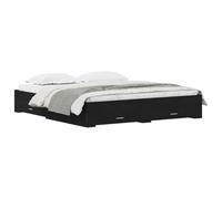 vidaXL Estructura de Cama Contemporánea de Roble Macizo Gran Almacenamiento - 180 x 200 cm - Color Negro - Muebles Modernos para Decoración de Dormitorio