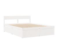 vidaXL Estructura de Cama con cajones Madera de Pino Blanca 140x200 cm, Muebles de Dormitorio, somier, Marco de Cama, Cama, Base de Cama, Cama Doble