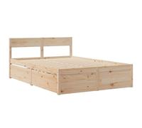 vidaXL Estructura de Cama con cajones Madera Maciza de Pino 135x190 cm, Muebles de Dormitorio, somier, Marco de Cama, Cama, Base de Cama, Cama Doble